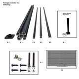 LH EP Complete Kit 6 ft. x 6 ft. Embossed Gray WPC Composite Fence Panel with Bottom Squared Holders and Post Kits (2-set)