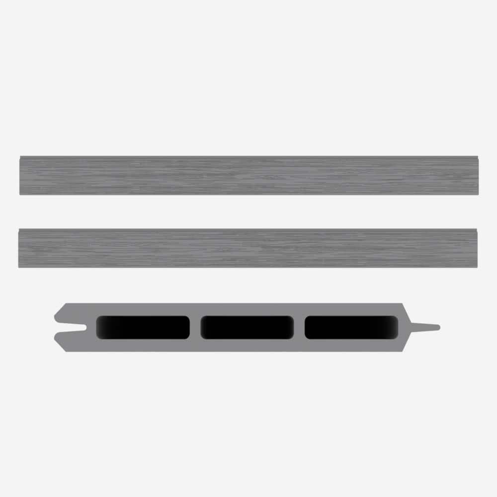 LH EP Complete Kit 6 ft. x 6 ft. Embossed Gray WPC Composite Fence Panel with Bottom Squared Holders and Post Kits (2-set)