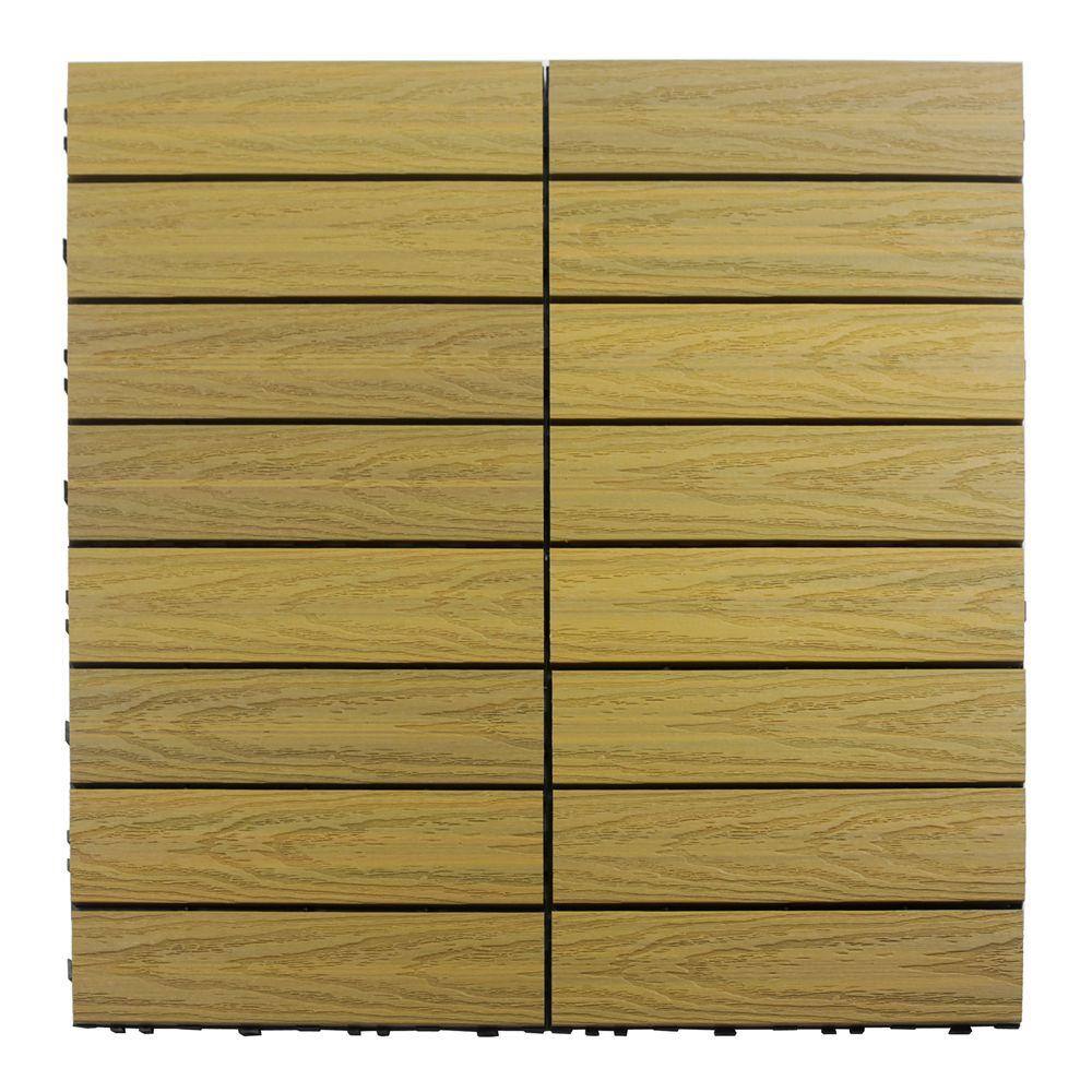 NewTechWood UltraShield Naturale 1 ft. x 1 ft. Quick Deck Outdoor Composite Deck Tile Sample in English Oak