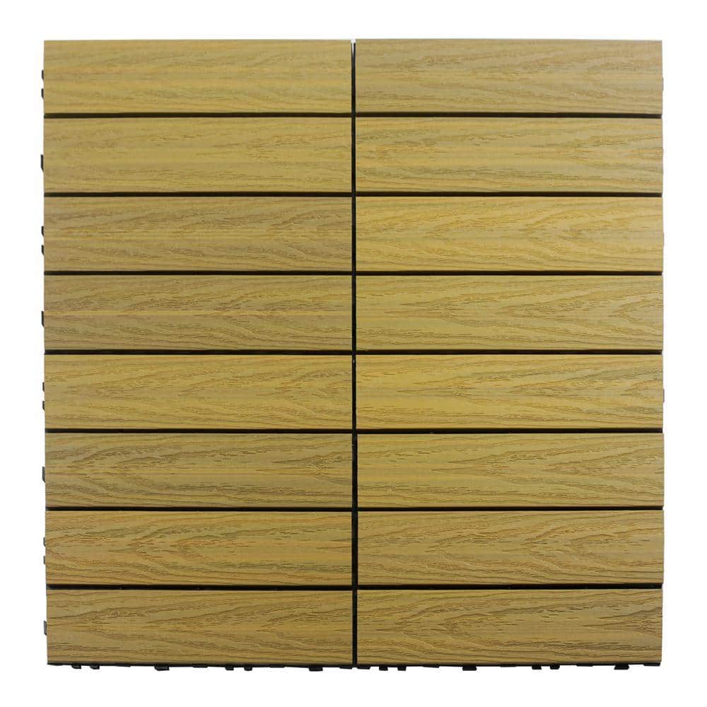 NewTechWood UltraShield Naturale 1 ft. x 1 ft. Quick Deck Outdoor Composite Deck Tile in English Oak (10 sq. ft. per box)