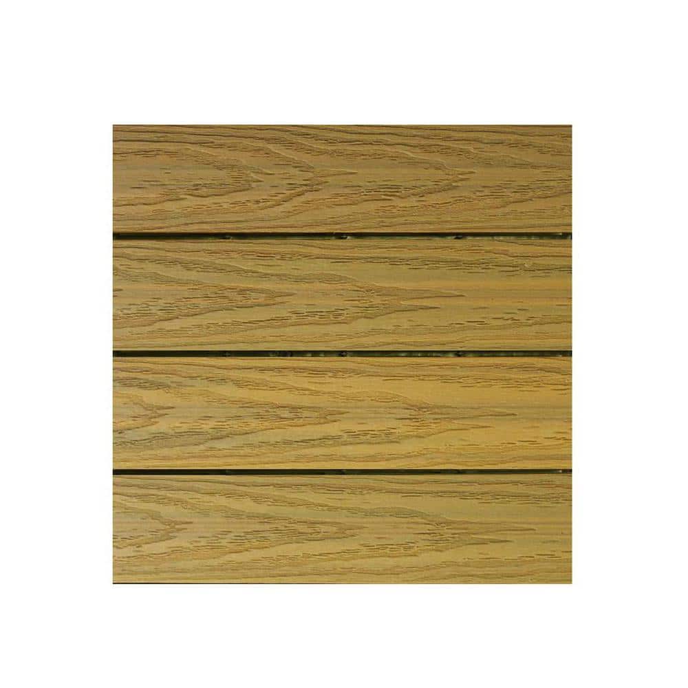 NewTechWood UltraShield Naturale 1 ft. x 1 ft. Quick Deck Outdoor Composite Deck Tile in English Oak (10 sq. ft. per box)