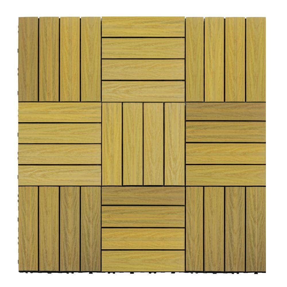 NewTechWood UltraShield Naturale 1 ft. x 1 ft. Quick Deck Outdoor Composite Deck Tile in English Oak (10 sq. ft. per box)
