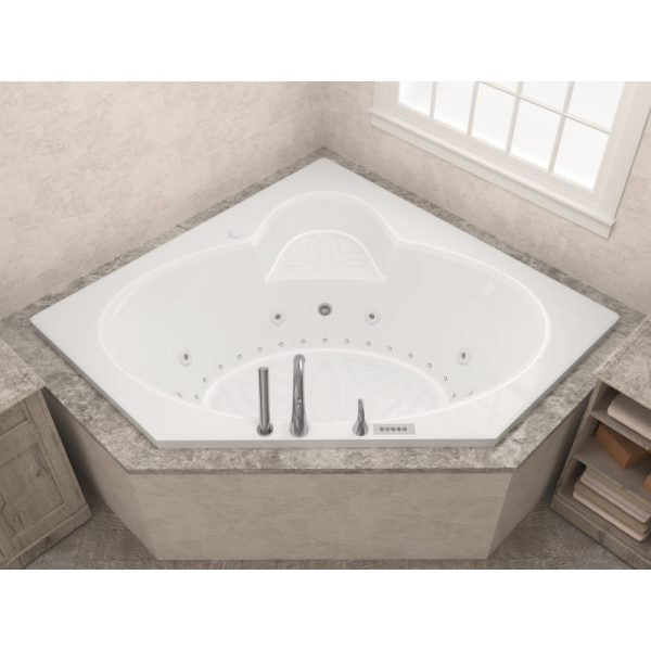 Universal Tubs Malachite Diamond 5 ft. Acrylic Corner Drop-in Whirlpool Air Bathtub in White (60 x 60 in.)