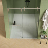 ES-DIY 56-60 in. W x 70 in. H Soft-Closing Sliding Frameless Shower Door in Nickel with 5/16 in. (8 mm) Clear Glass