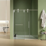 ES-DIY 56-60 in. W x 70 in. H Soft-Closing Sliding Frameless Shower Door in Nickel with 5/16 in. (8 mm) Clear Glass