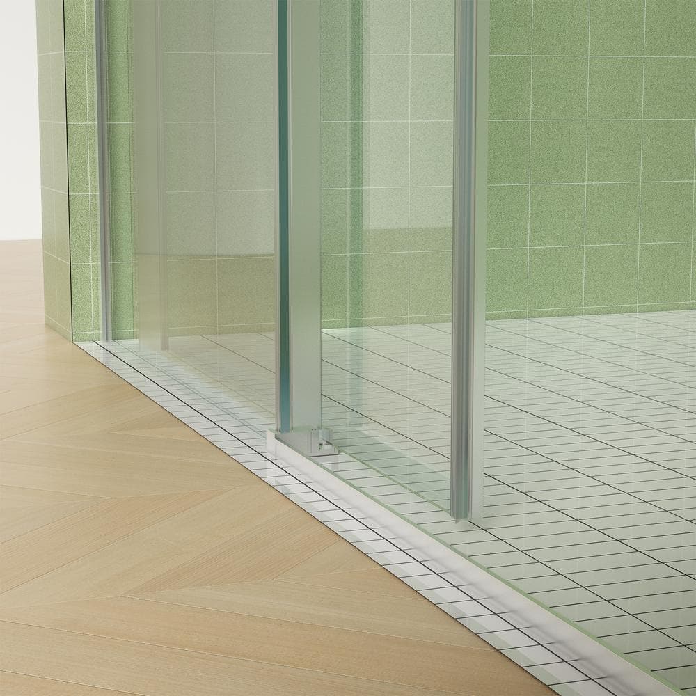 ES-DIY 56-60 in. W x 70 in. H Soft-Closing Sliding Frameless Shower Door in Nickel with 5/16 in. (8 mm) Clear Glass