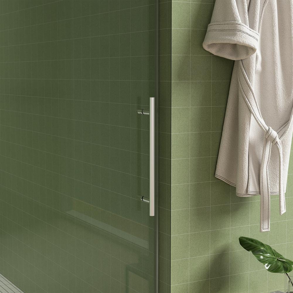 ES-DIY 56-60 in. W x 70 in. H Soft-Closing Sliding Frameless Shower Door in Nickel with 5/16 in. (8 mm) Clear Glass