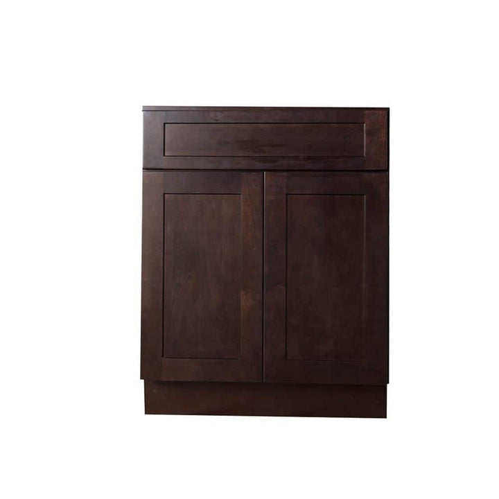 Bremen Cabinetry Bremen Ready to Assemble 30 in. x 34.5 in. x 24 in. Shaker Sink Base Cabinet with 2-Doors and 1-Fake Drawer in Espresso