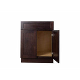 Bremen Cabinetry Bremen Ready to Assemble 30 in. x 34.5 in. x 24 in. Shaker Sink Base Cabinet with 2-Doors and 1-Fake Drawer in Espresso