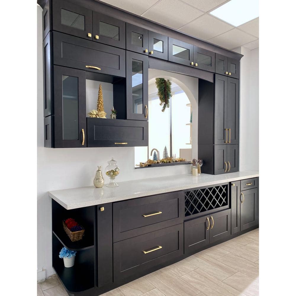 Bremen Cabinetry Bremen Ready to Assemble 9x42x12 in. Shaker Wall Cabinet with 1-Door and 3 Adjustable Shelves in Espresso
