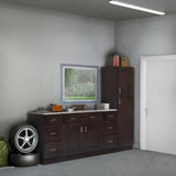 Design House Brookings Shaker 36in.W x 12in.D x 21in.H Solid Wood Assembled Bridge Wall Kitchen Cabinet in Brown w\ Soft Close Doors