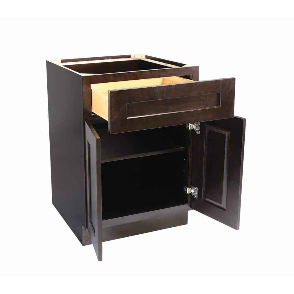 Design House Brookings Solid Wood Ready to Assemble Shaker 24 in. x 34.5 in. x 24 in. 2 Door 1Drawer Base Kitchen Cabinet in Espresso
