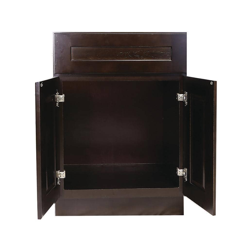 Design House Brookings Solid Wood Ready to Assemble Shaker 24 in. x 34.5 in. x 24 in. 2 Door 1Drawer Base Kitchen Cabinet in Espresso