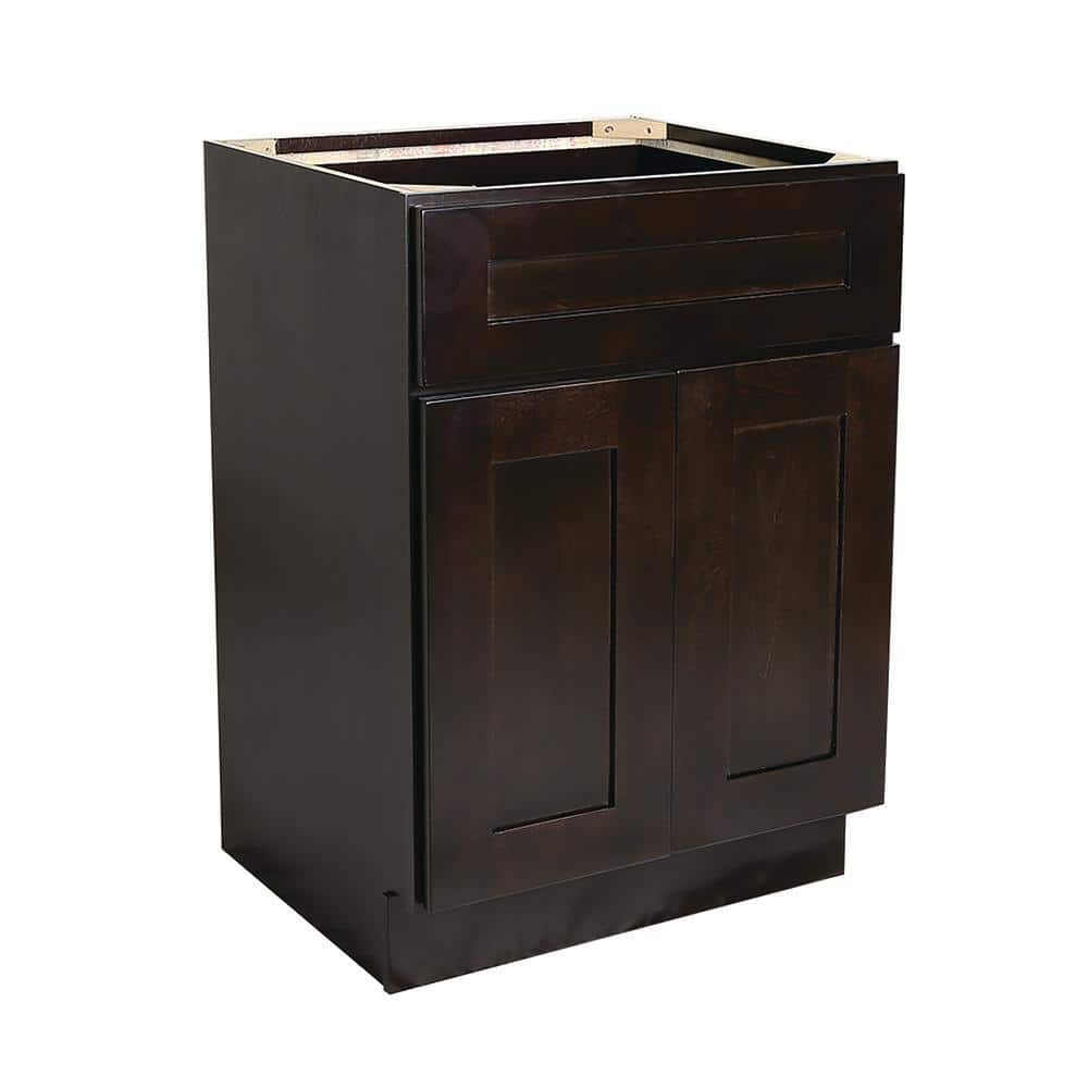 Design House Brookings Solid Wood Ready to Assemble Shaker 24 in. x 34.5 in. x 24 in. 2 Door 1Drawer Base Kitchen Cabinet in Espresso