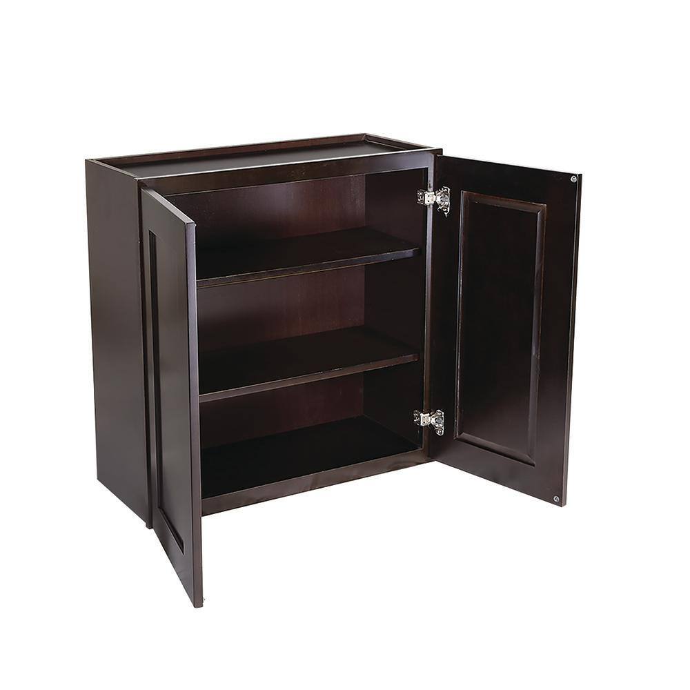 Design House Brookings Solid Wood Ready to Assemble Shaker 30 in. x 12 in. x 30 in. 2 Door Wall Kitchen Cabinet in Espresso