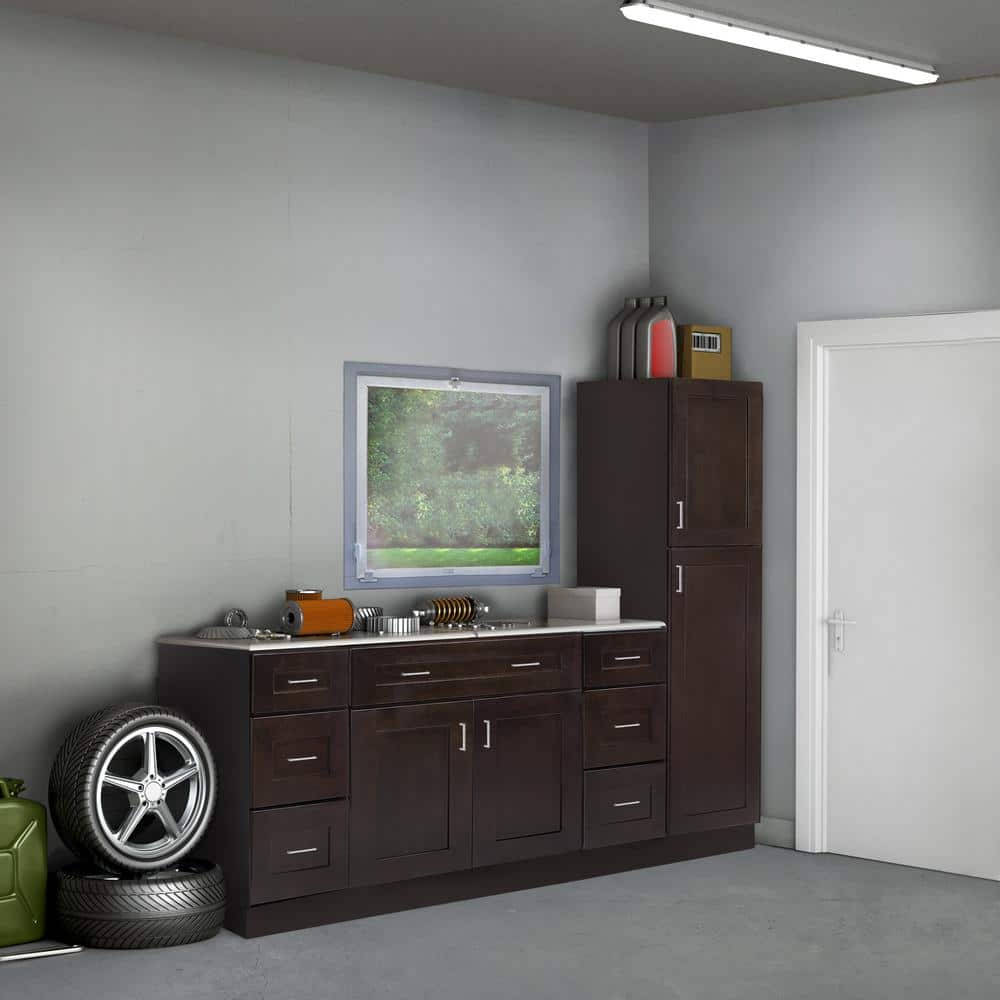 Design House Brookings Solid Wood Ready to Assemble Shaker 30 in. x 12 in. x 30 in. 2 Door Wall Kitchen Cabinet in Espresso