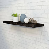 Interbuild Solid 2.9 ft. L x 10 in. D x 1.5 in. T, Acacia Butcher Block Countertop Floating Wall Shelf, Espresso with Live Edge