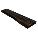 Interbuild Solid 2.9 ft. L x 10 in. D x 1.5 in. T, Acacia Butcher Block Countertop Floating Wall Shelf, Espresso with Live Edge