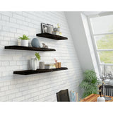Interbuild Solid 2.9 ft. L x 10 in. D x 1.5 in. T, Acacia Butcher Block Countertop Floating Wall Shelf, Espresso with Live Edge