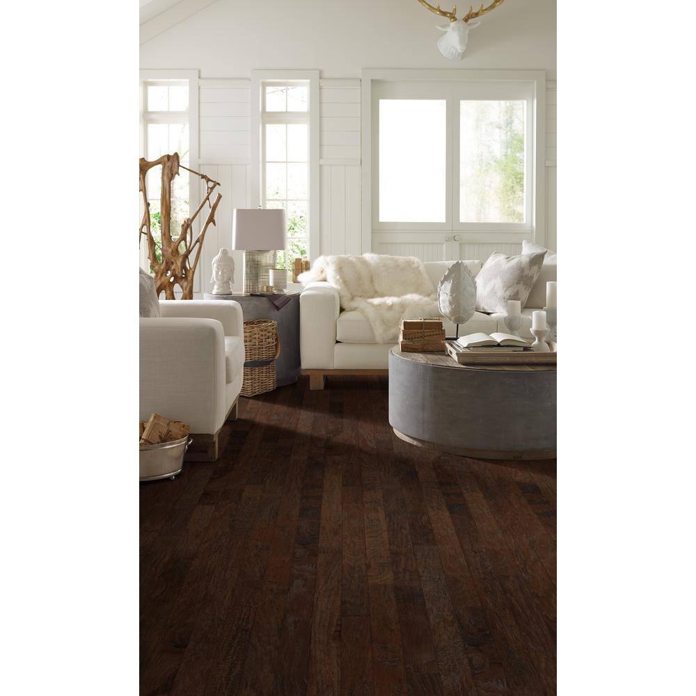 Shaw Western Espresso Hickory 3/8 In. T X 5 in. W Tongue and Groove Scraped Engineered Hardwood Flooring (23.66 sq.ft./case)