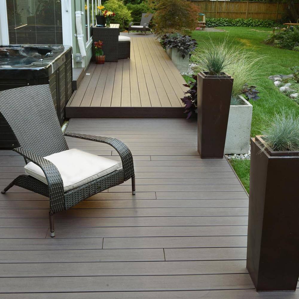 TimberTech Composite Legacy 1 in. x 6 in. x 1 ft. Grooved Espresso Composite Sample (Actual: 0.94 in. x 5.36 in. x 1 ft)