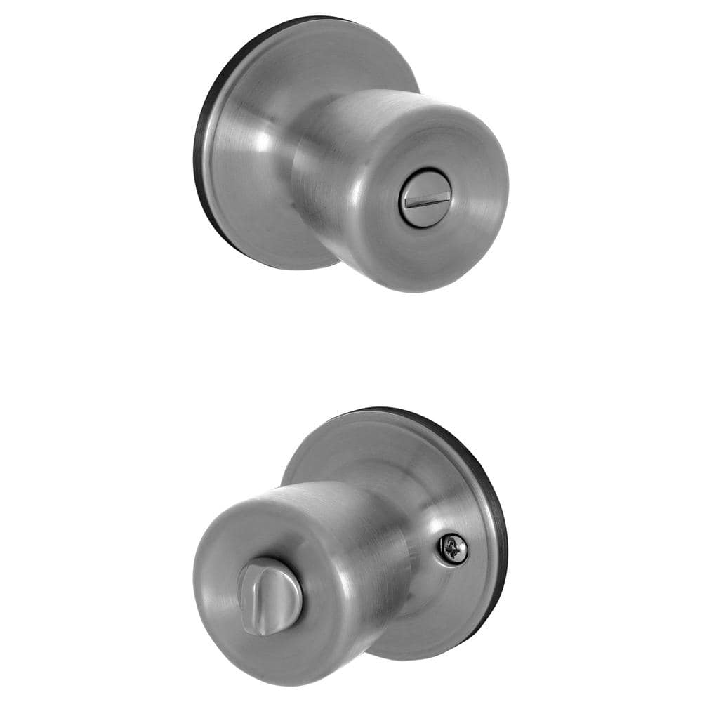 Schlage ESSENTIALS Brill Satin Stainless Steel Bed/Bath Privacy Door Knob