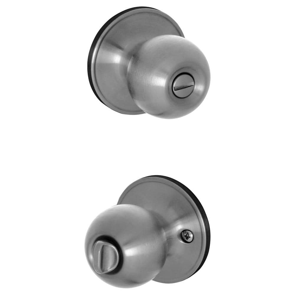 Schlage ESSENTIALS Morrow Satin Stainless Steel Privacy Bed/Bath Door Knob