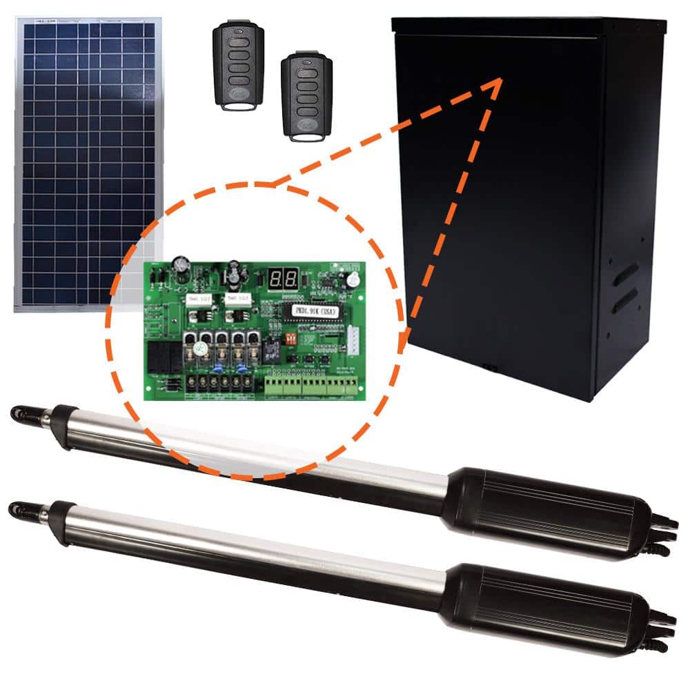 Estate Swing Dual Swing Automatic Gate Opener Kit with 10-Watt Solar Panel
