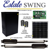 Estate Swing Dual Swing Automatic Gate Opener Kit with 20-Watt Solar Panel E-S 1000D/20-Watt