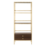 Safavieh Mateo Gold/Walnut Metal Etagere, 30 x 14 x 72 in