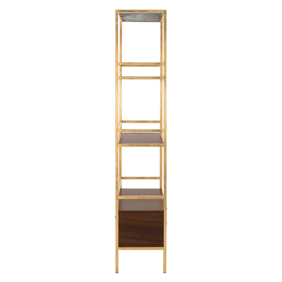 Safavieh Mateo Gold/Walnut Metal Etagere, 30 x 14 x 72 in