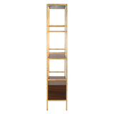 Safavieh Mateo Gold/Walnut Metal Etagere, 30 x 14 x 72 in