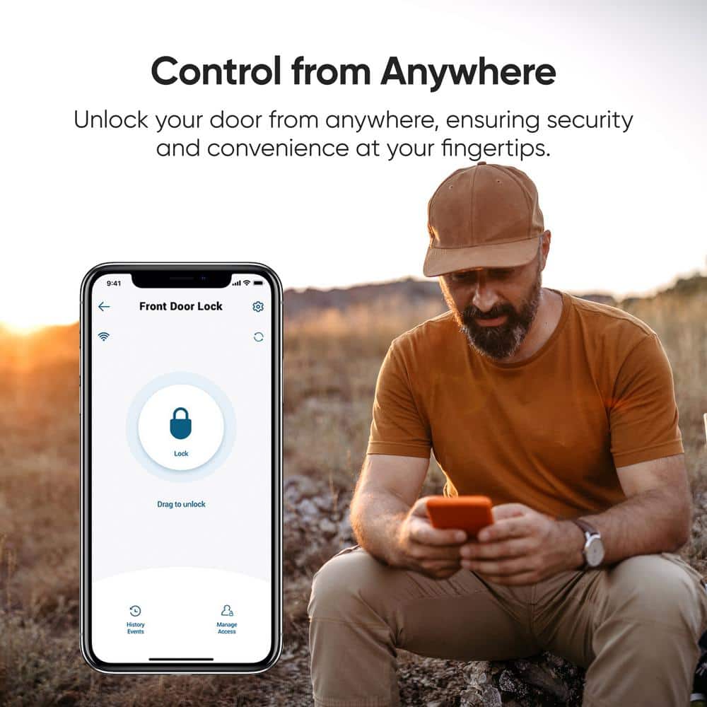 eufy Security C210 Black Smart Lock Wi-Fi with 5-in-1 Ways to Unlock by Mobile App, Keypad, Key, Apple Watch and Smart Assistants