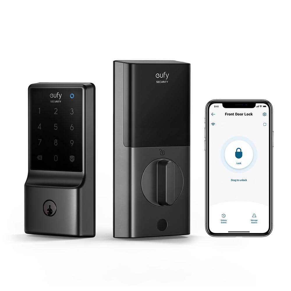 eufy Security C210 Black Smart Lock Wi-Fi with 5-in-1 Ways to Unlock by Mobile App, Keypad, Key, Apple Watch and Smart Assistants