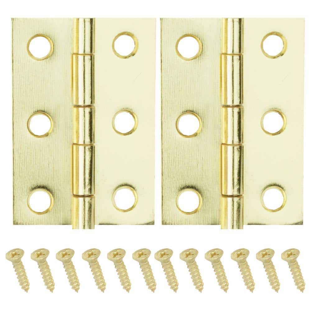 Everbilt 2-1/2 in. x 1-9/16 in. Bright Brass Middle Hinges (2-Pack)