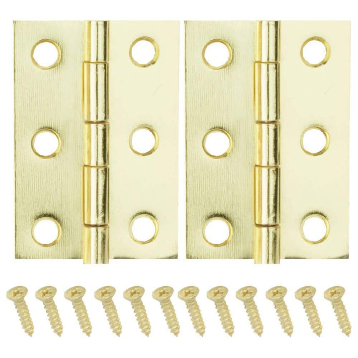 Everbilt 2-1/2 in. x 1-9/16 in. Bright Brass Middle Hinges (2-Pack)