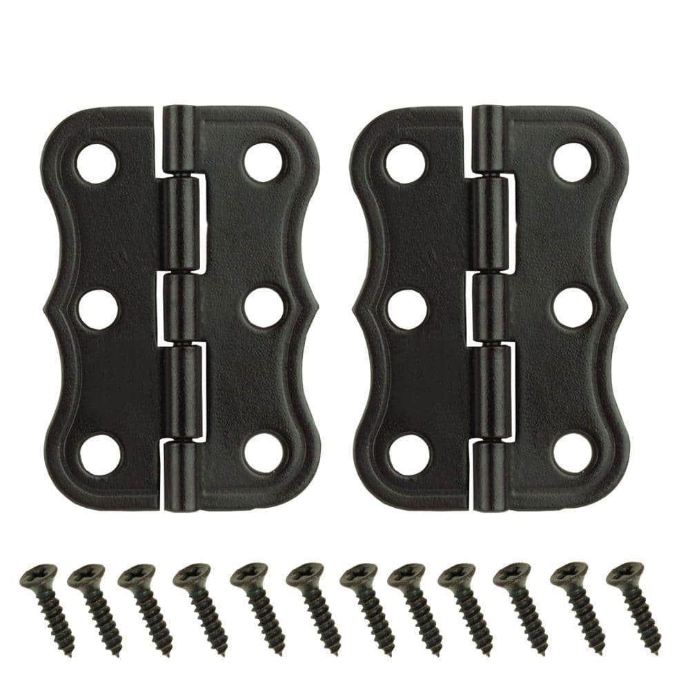 Everbilt 2 in. x 1-3/8 in. Oil-Rubbed Bronze Decorative Broad Hinges (Pair)