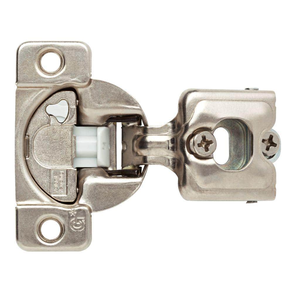 Everbilt 35 mm 110-Degree 3/4 in. Overlay Soft-Close Face Frame Cabinet Hinges, Satin Nickel (1 Pair)