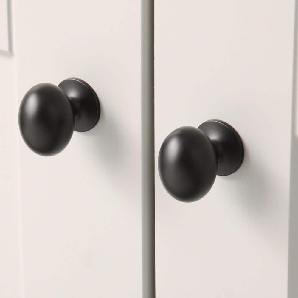 Everbilt Large Football 1-3/8 in. Matte Black Classic Oval Cabinet Knob (25-Pack)