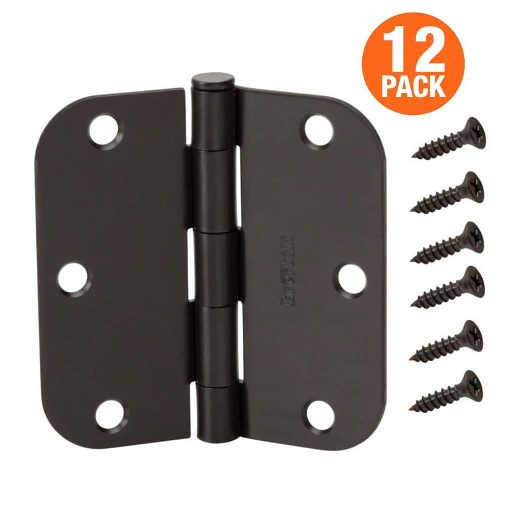 Everbilt 3-1/2 in. x 5/8 in. Radius Oil-Rubbed Bronze Door Hinge Value Pack (12 per Pack)