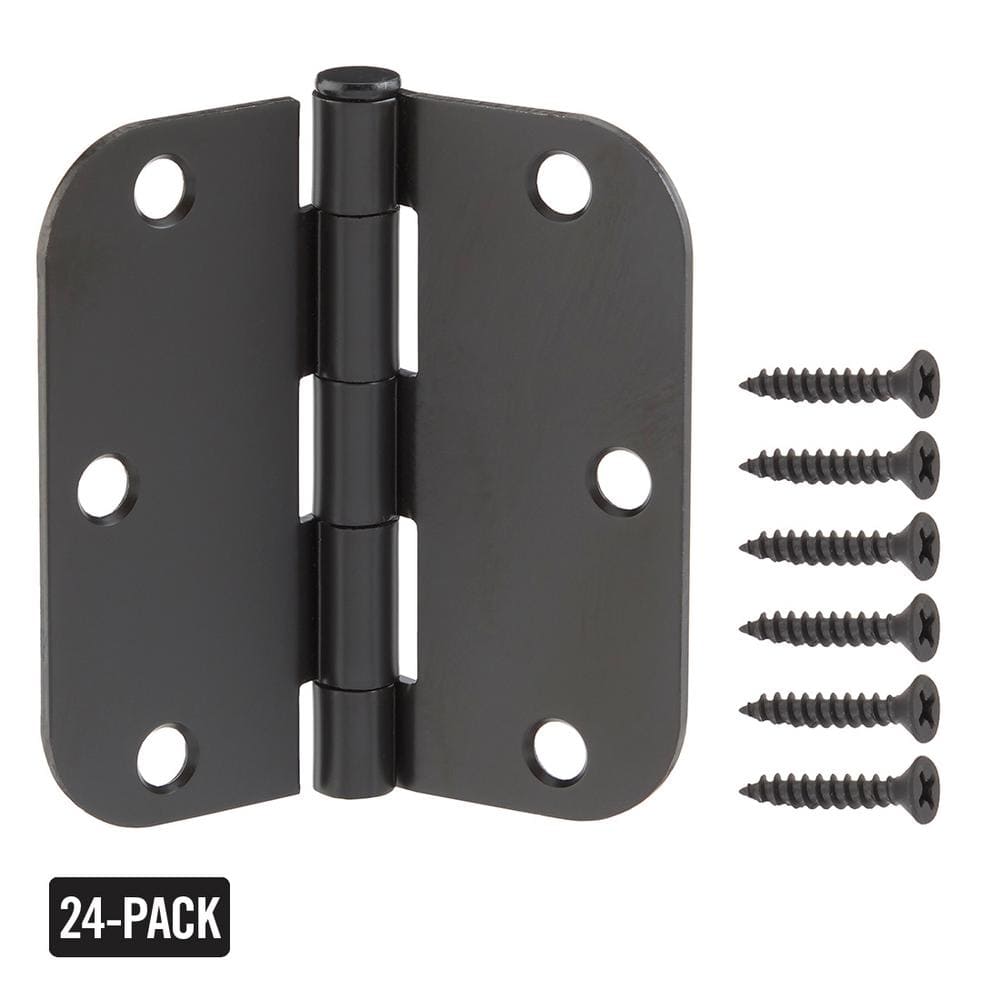Everbilt 3-1/2 in. x 5/8 in. Radius Oil-Rubbed Bronze Door Hinge Value Pack (24 per Pack)