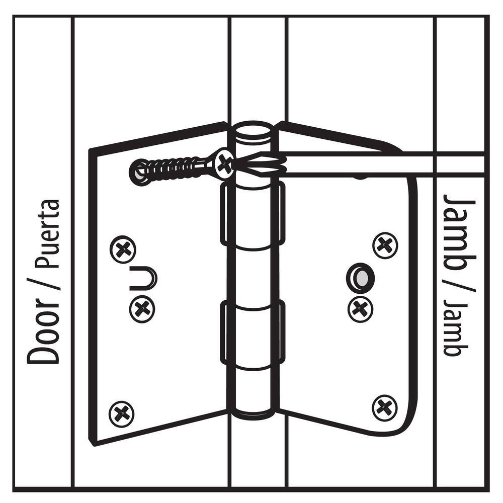 Everbilt 4 in. Satin Nickel Half Square Corner x 5/8 in. Radius Security Door Hinge