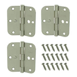 Everbilt 3-1/2 in. Satin Nickel Door Hinges, 5/8 in. Radius Security Butt Hinges Value Pack (3-Pack)