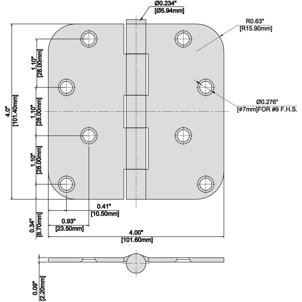 Everbilt 4 in. Satin Brass Door Hinge with 5/8 in. Radius, Removable Pin