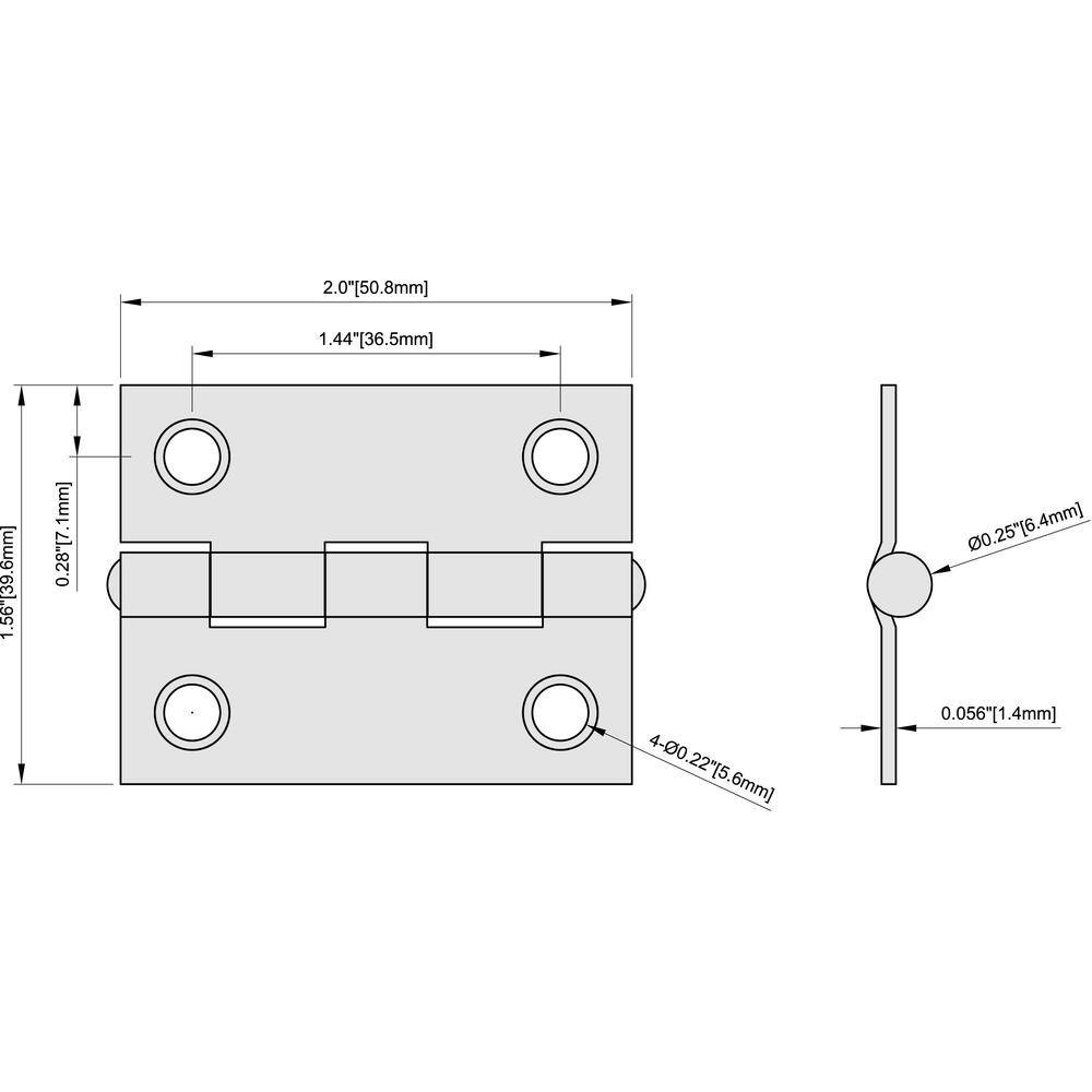 Everbilt 2 in. x 2 in. Satin Brass Narrow Utility Hinge, Non-Removable Pin (2-Pack)