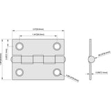Everbilt 2 in. x 2 in. Satin Brass Narrow Utility Hinge, Non-Removable Pin (2-Pack)