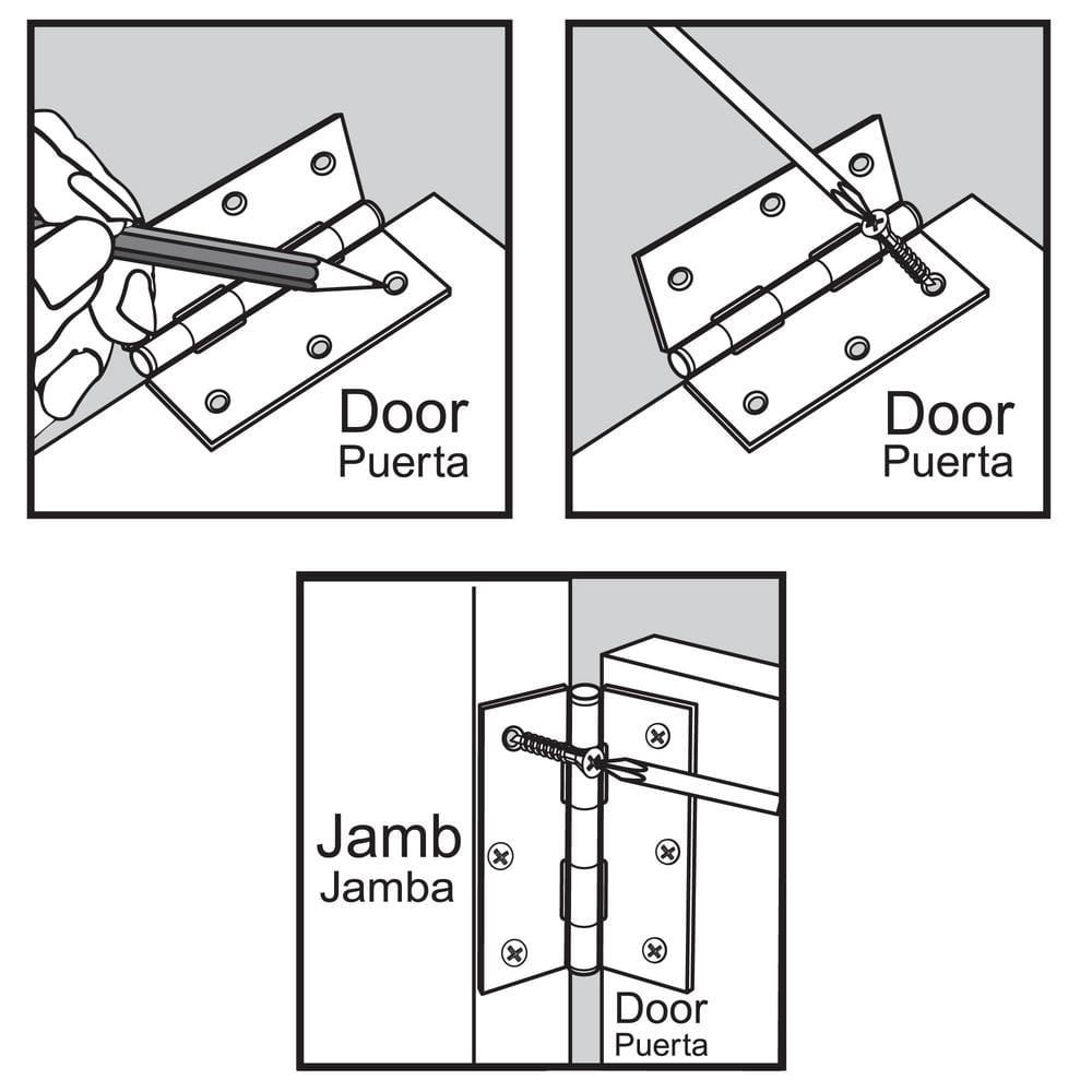 Everbilt 2 in. x 2 in. Satin Brass Narrow Utility Hinge, Non-Removable Pin (2-Pack)
