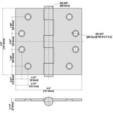 Everbilt 4 in. Satin Chrome Commercial Grade Door Hinge (Square Corner)