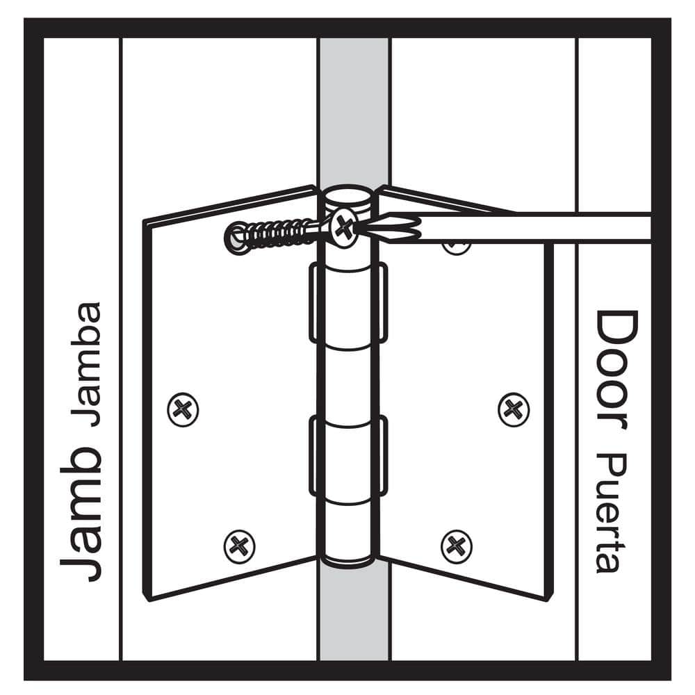 Everbilt 4 in. Satin Chrome Commercial Grade Door Hinge (Square Corner)