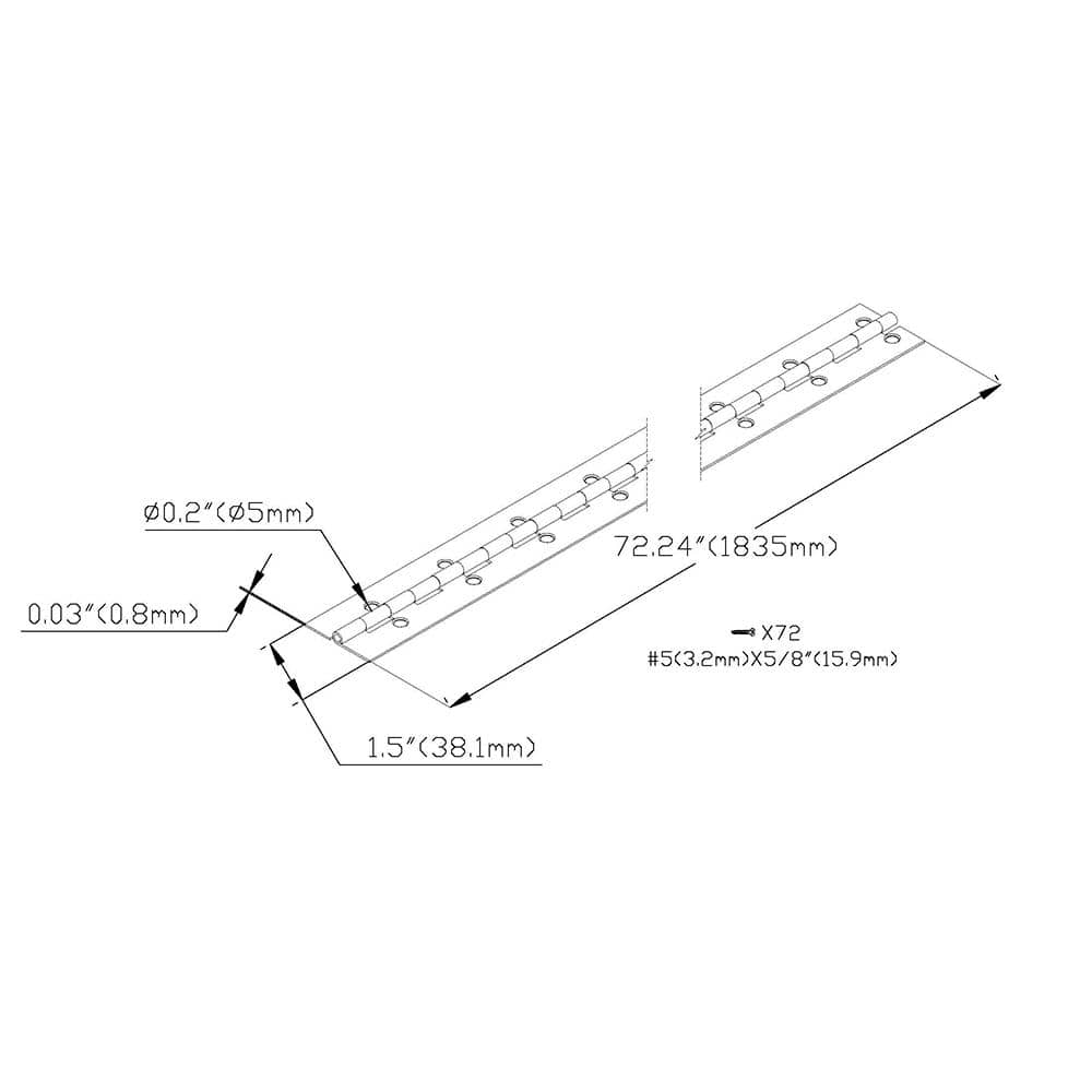 Everbilt 1-1/2 in. x 72 in. Bright Nickel Continuous Hinge